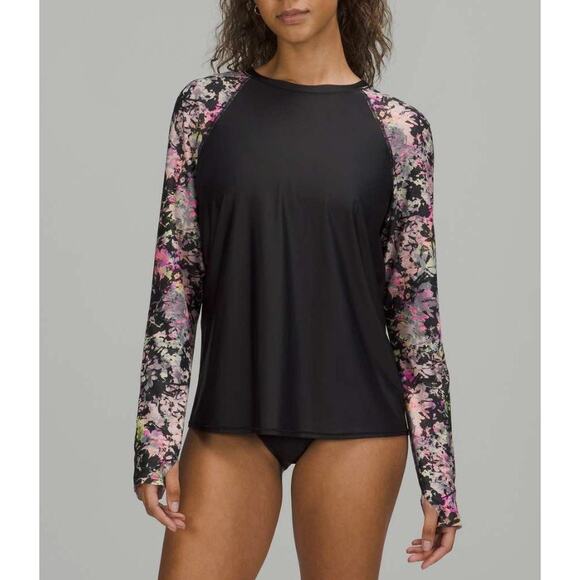 Lululemon Womens Waterside Relaxed UV Protection Long Sleeve Rash Guard Black XL - Picture 1 of 11